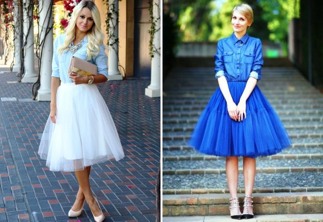 юбка пачка с джинсовой рубашкой юбка пачка с джинсовой рубашкой