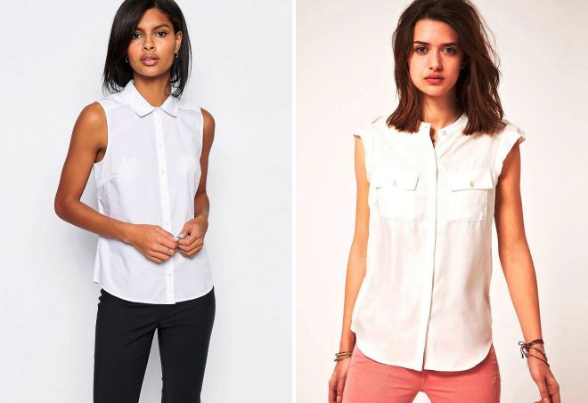 белая рубашка без рукавов белая рубашка без рукавов