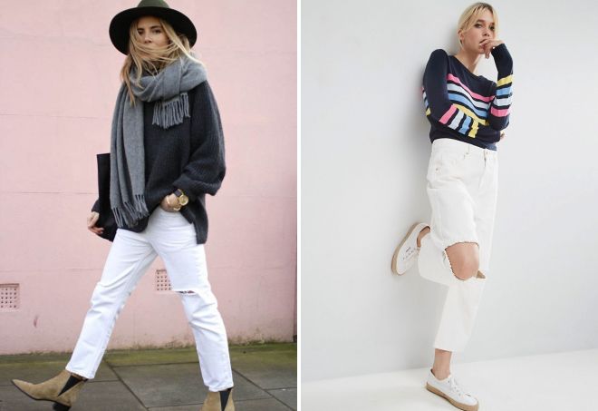 белые джинсы бойфренды белые джинсы бойфренды