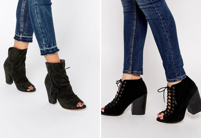 ботильоны с открытым носом на толстом каблуке ботильоны с открытым носом на толстом каблуке