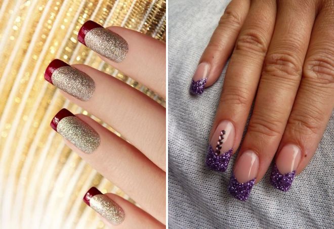 французский маникюр с блестками французский маникюр с блестками