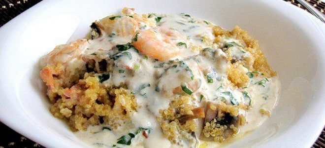 киноа с грибами в сливочном соусе киноа с грибами в сливочном соусе