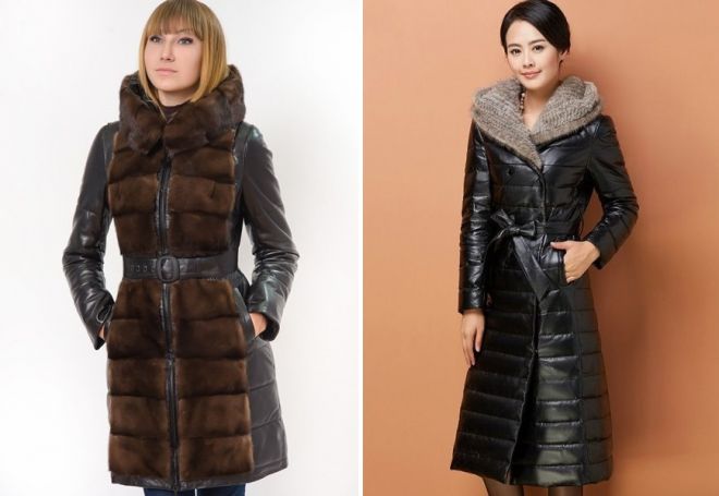кожаный пуховик с норкой кожаный пуховик с норкой