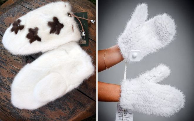 варежки из белой норки варежки из белой норки