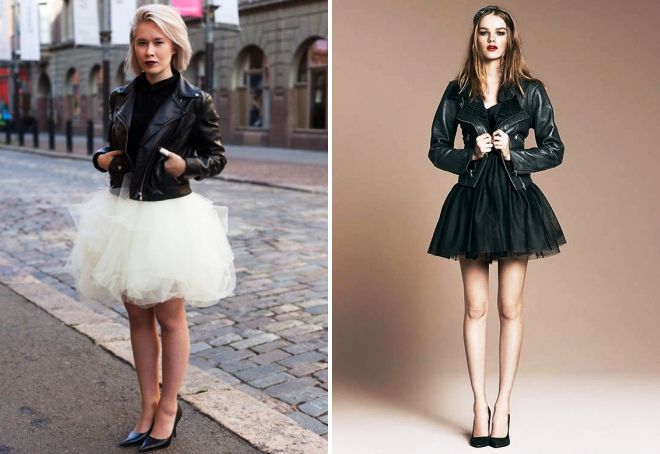 юбка пачка с кожаной курткой юбка пачка с кожаной курткой