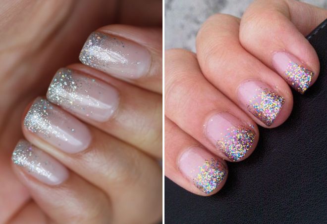 дизайн с блестками на кончиках дизайн с блестками на кончиках