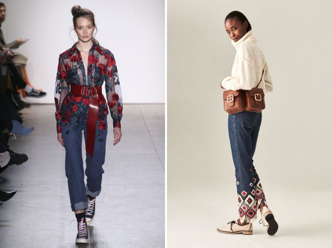 джинсы бананы с вышивкой джинсы бананы с вышивкой