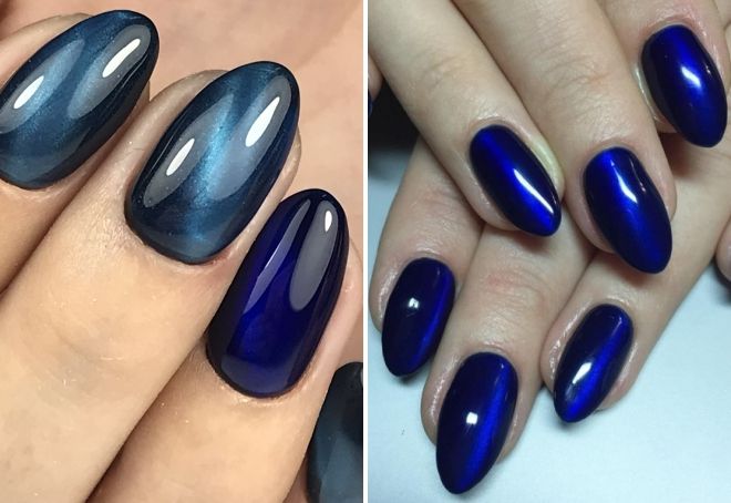темно синий маникюр кошачий глаз темно синий маникюр кошачий глаз