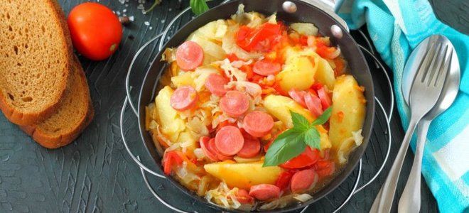 тушеная капуста с картошкой и сосисками тушеная капуста с картошкой и сосисками