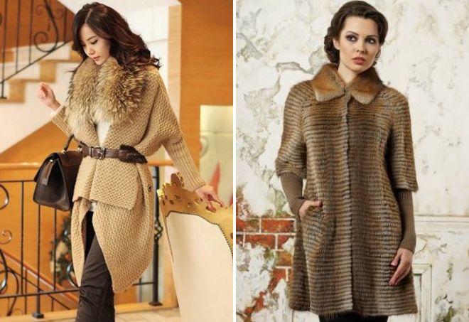 вязаное пальто с меховым воротником вязаное пальто с меховым воротником