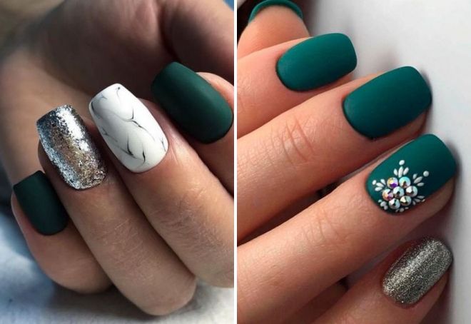 зеленый новогодний маникюр с серебром зеленый новогодний маникюр с серебром