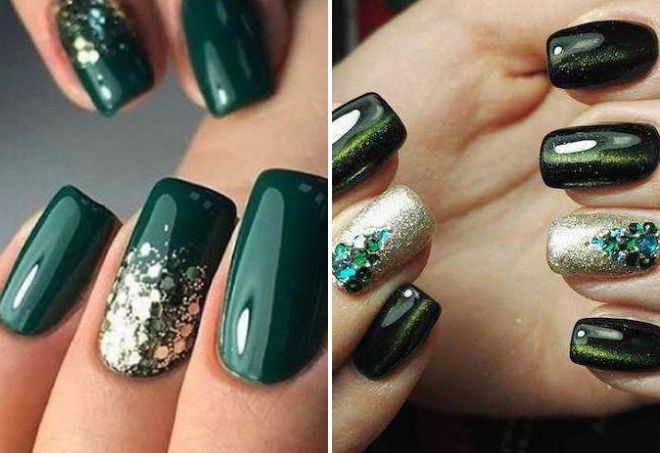 зеленый маникюр на новый год с серебром зеленый маникюр на новый год с серебром