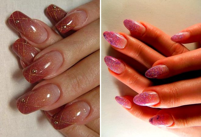 дизайн ногтей растяжка блестками дизайн ногтей растяжка блестками