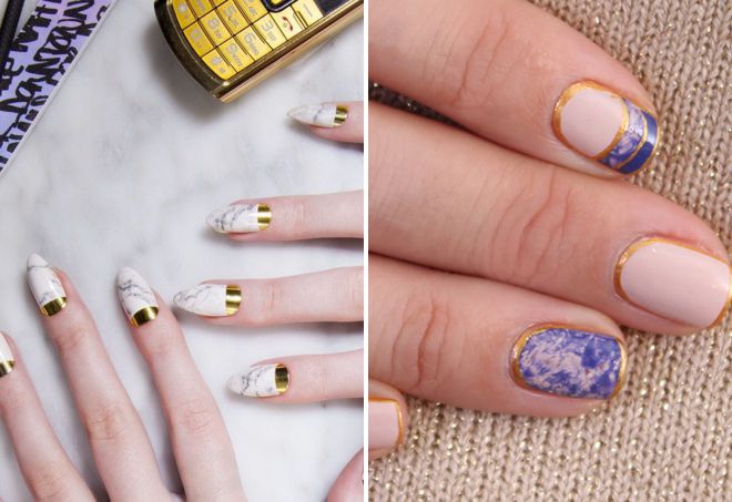 мраморный маникюр с золотом мраморный маникюр с золотом