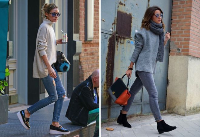 объемный свитер с джинсами объемный свитер с джинсами