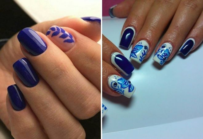 темно синий маникюр с рисунком темно синий маникюр с рисунком