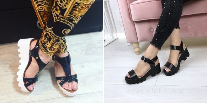 черные босоножки на тракторной подошве черные босоножки на тракторной подошве