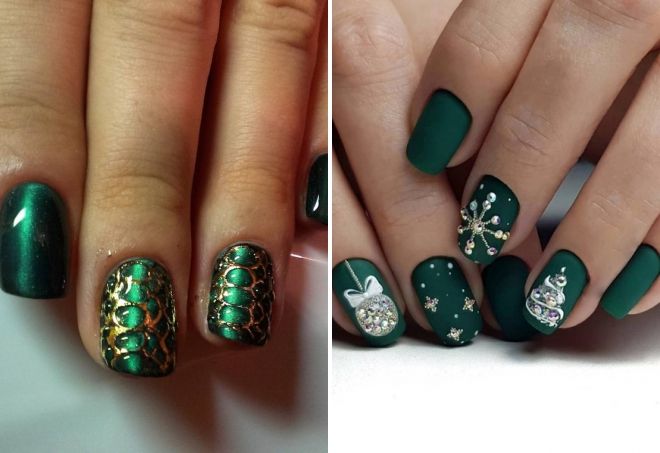 зеленый маникюр на новый год 2020 зеленый маникюр на новый год 2020