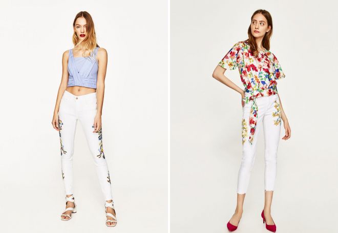 белые джинсы с вышивкой белые джинсы с вышивкой