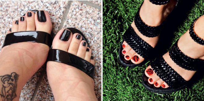 педикюр под черные босоножк педикюр под черные босоножк