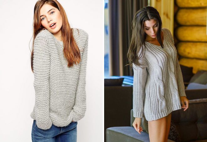 серый свитер крупной вязки серый свитер крупной вязки