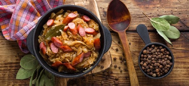 тушеная квашеная капуста с сосисками тушеная квашеная капуста с сосисками