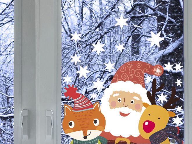 виниловые новогодние наклейки на окна виниловые новогодние наклейки на окна