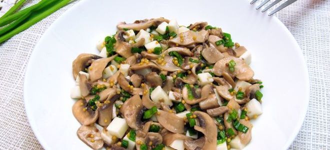 жареные шампиньоны с зеленым луком жареные шампиньоны с зеленым луком