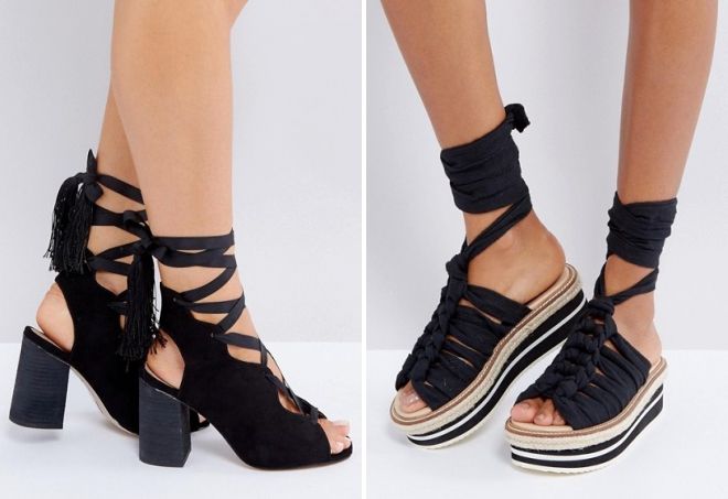 черные босоножки на шнуровке черные босоножки на шнуровке