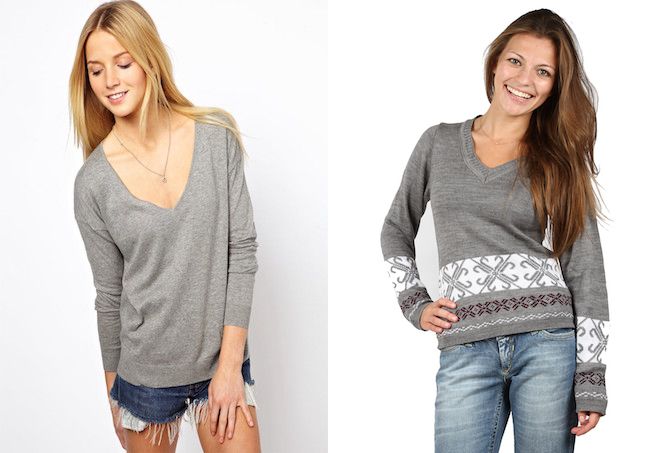 серый свитер с V-вырезом серый свитер с V-вырезом