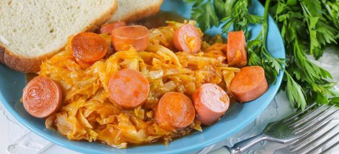 тушеная капуста с сосисками по баварски тушеная капуста с сосисками по баварски