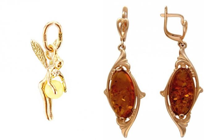 украшения с янтарем в золоте украшения с янтарем в золоте