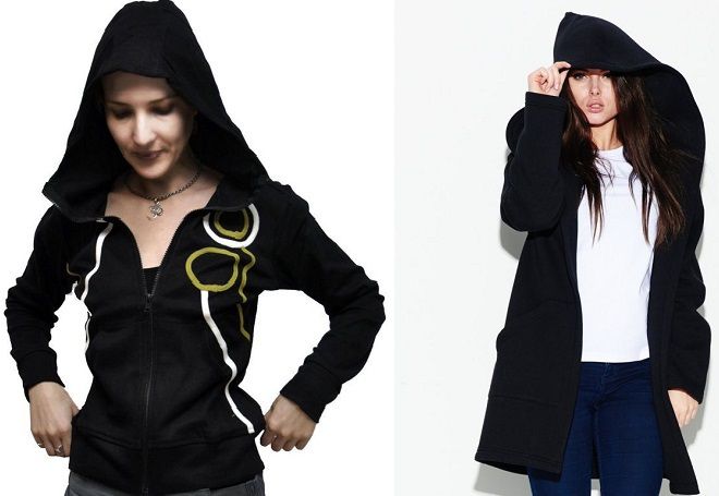 женская черная толстовка с капюшоном женская черная толстовка с капюшоном