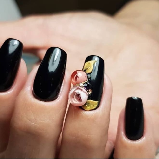 Новинки дизайна черных ногтей раз Новинки дизайна черных ногтей раз