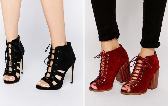 открытые ботильоны на шнуровке открытые ботильоны на шнуровке