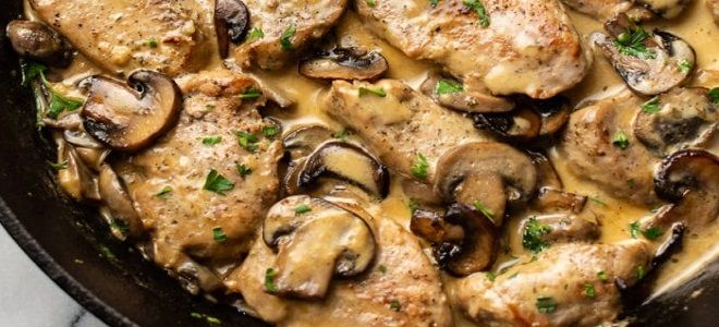 свинина с грибами на сковороде с луком свинина с грибами на сковороде с луком