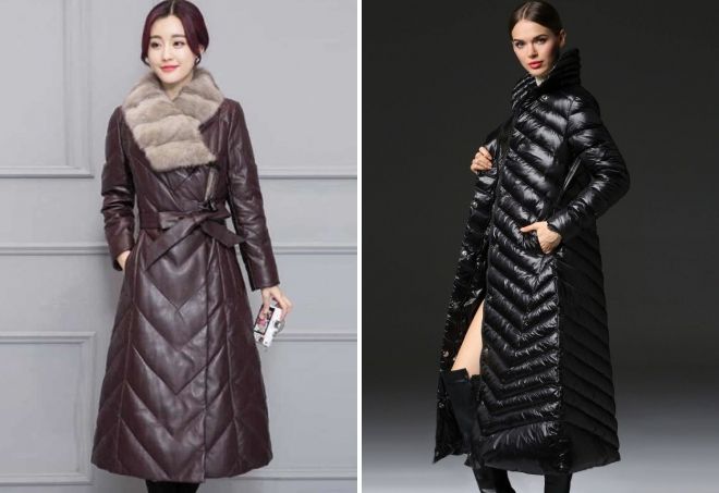 длинный кожаный пуховик длинный кожаный пуховик