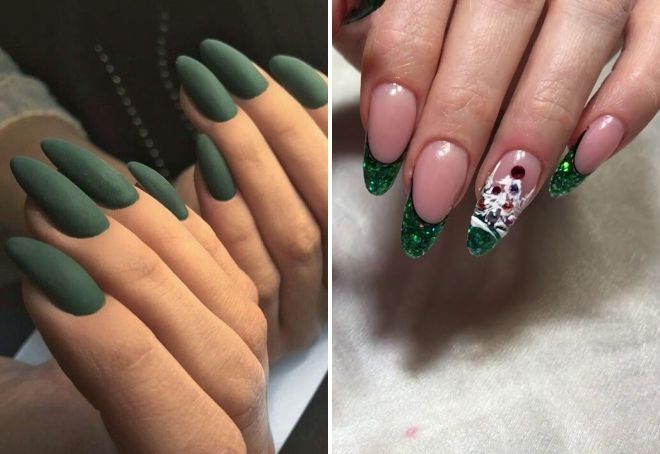новогодний зеленый маникюр на длинные ногти новогодний зеленый маникюр на длинные ногти