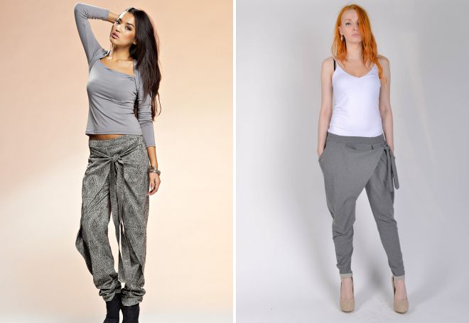 женские штаны с мотней и запахом женские штаны с мотней и запахом