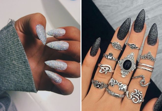 дизайн с блестками на длинные ногти дизайн с блестками на длинные ногти