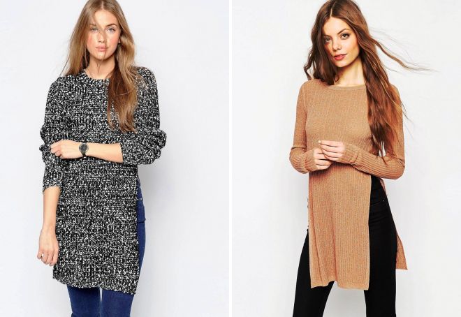 длинный свитер с разрезами по бокам длинный свитер с разрезами по бокам