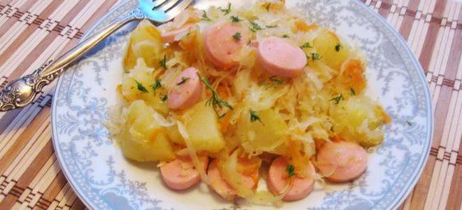 капуста с сосисками тушеная со сметаной капуста с сосисками тушеная со сметаной