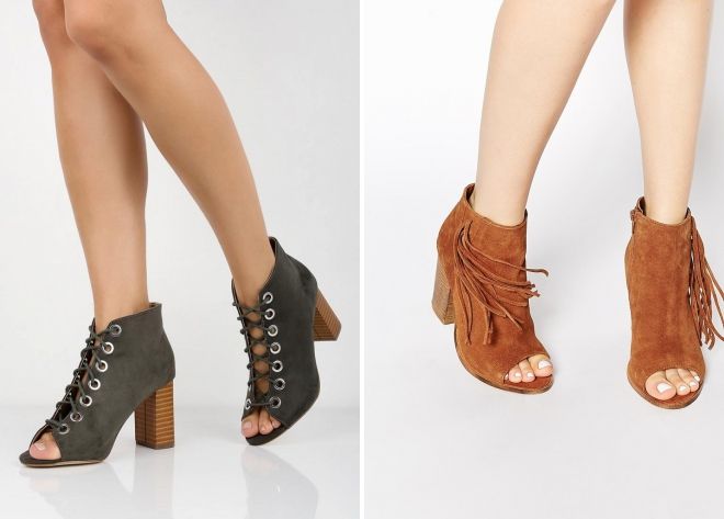 замшевые ботильоны с открытым носом замшевые ботильоны с открытым носом