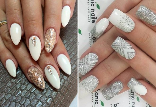 белый маникюр с блестками белый маникюр с блестками