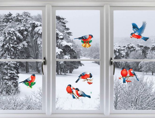двусторонние новогодние наклейки на окна двусторонние новогодние наклейки на окна
