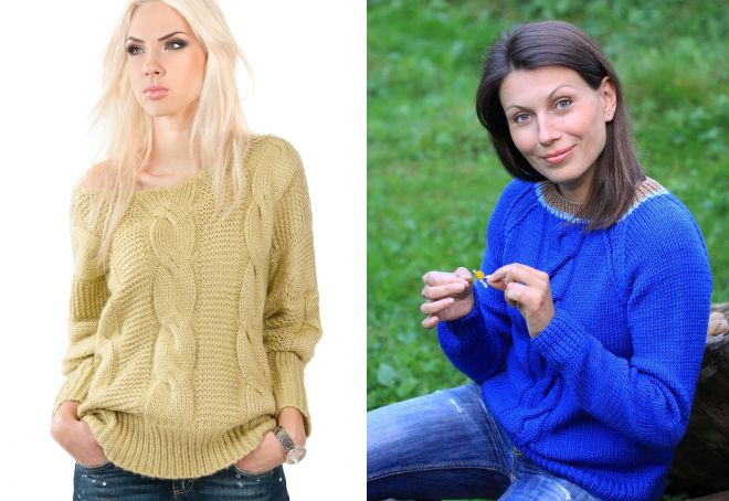 объемный свитер с косами объемный свитер с косами