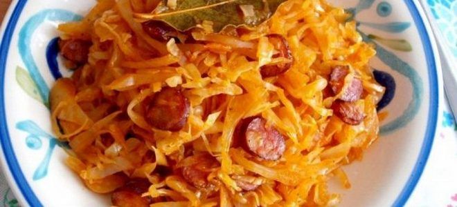 тушеная капуста с копчеными сосисками тушеная капуста с копчеными сосисками