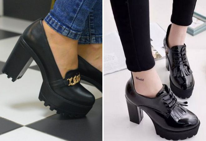 закрытые туфли на тракторной подошве закрытые туфли на тракторной подошве