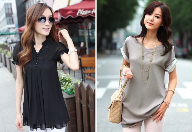 блузка из шифона с коротким рукавом блузка из шифона с коротким рукавом