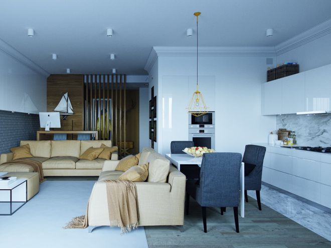 Голубая скандинавская кухня Голубая скандинавская кухня